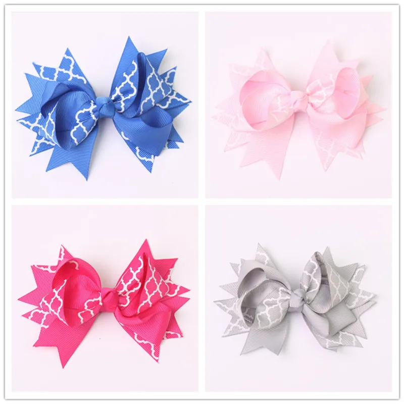 2pcs/lot 4.5 inch girls children hair bow baby hair clip ribbon bow
