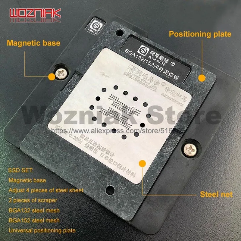 

Wozniak SSD solid state disk USB drive BGA132 BGA152 NAND Flash IC magnetic tin plant Repair Steel net