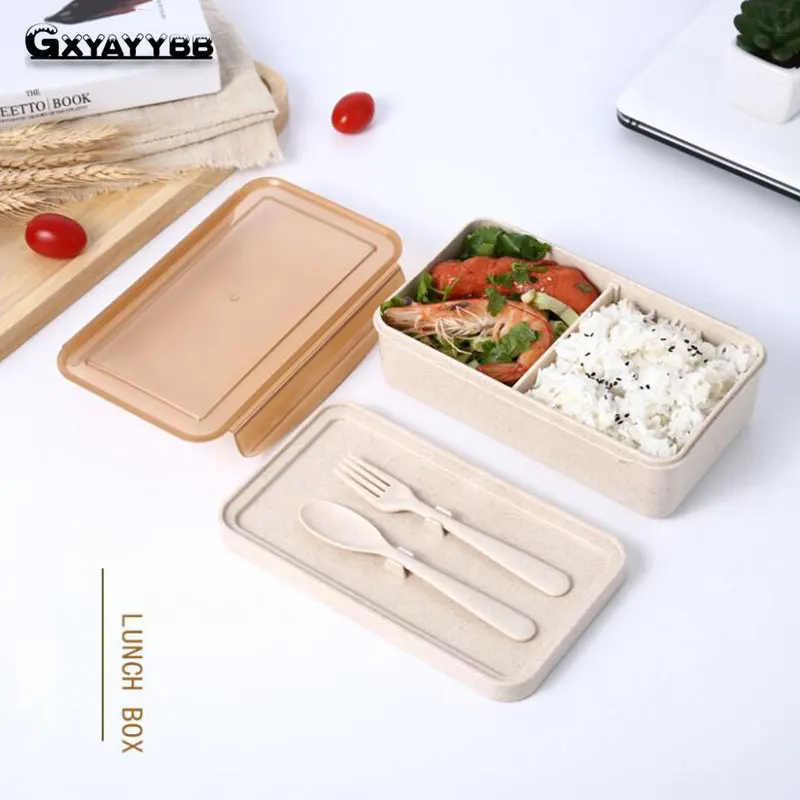 GXYAYYBB пищевая Пшеничная солома силиконовый Ланч бокс с ручкой Bento портативный для