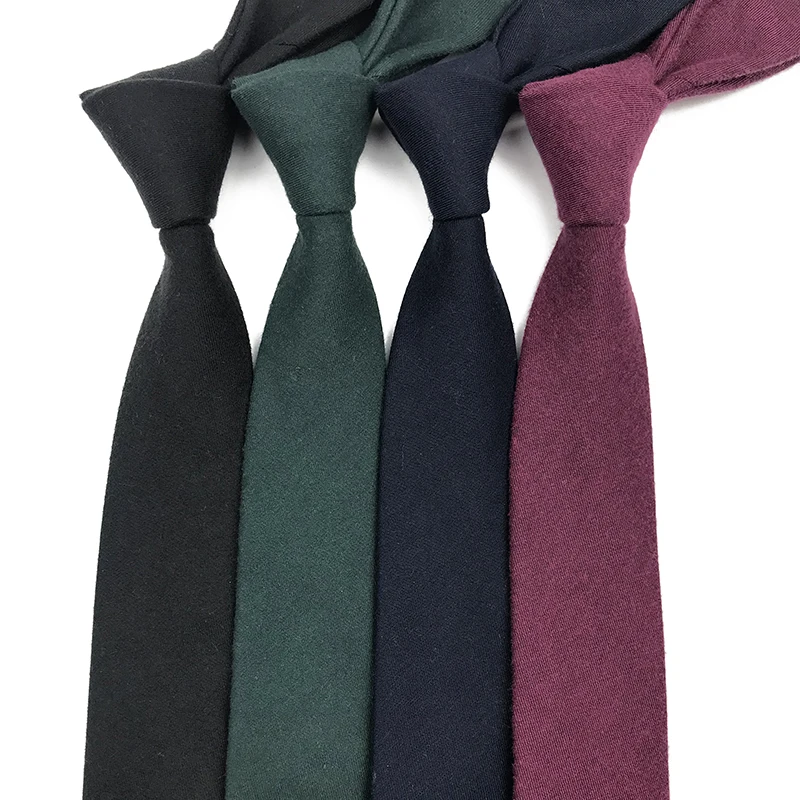 

2019 New Arrival High Quality Classial Solid Color Cotton Necktie for Men Slim Tie 6cm Width