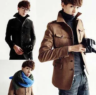 Smart Mens Slim Line Casual Pea Coat Single Breast...