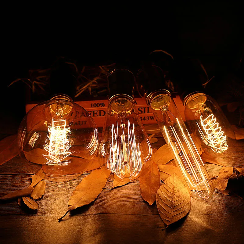 Lâmpadas de Iluminação Edison Lâmpada Luminaria Retro Bombilla Industrial Vintage Lampada St64 G80 220 v 40 w E27 Deco Antigo Filamento 9 Luzes e Iluminação