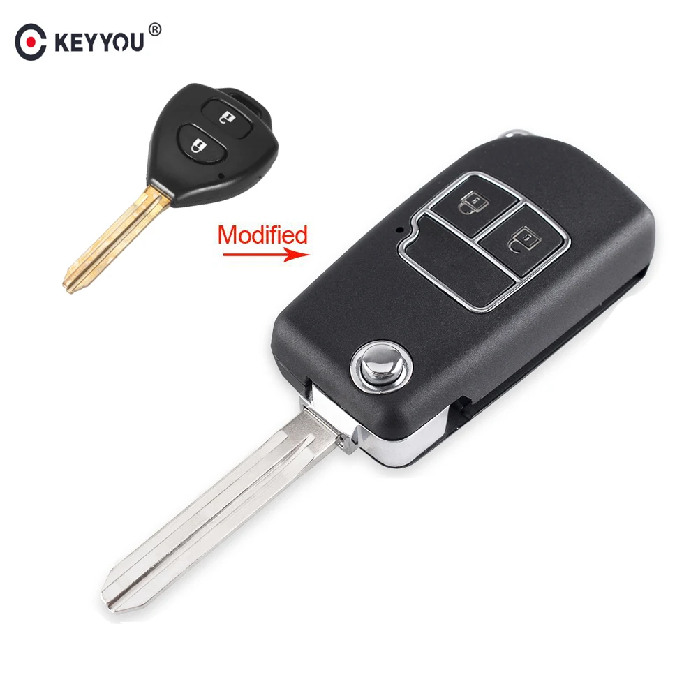 

KEYYOU 2 Buttons/3 Buttons Remote Car Key Shell For Toyota Camry Corolla Reiz RAV4 Modified Folding Flip Key Case Cover