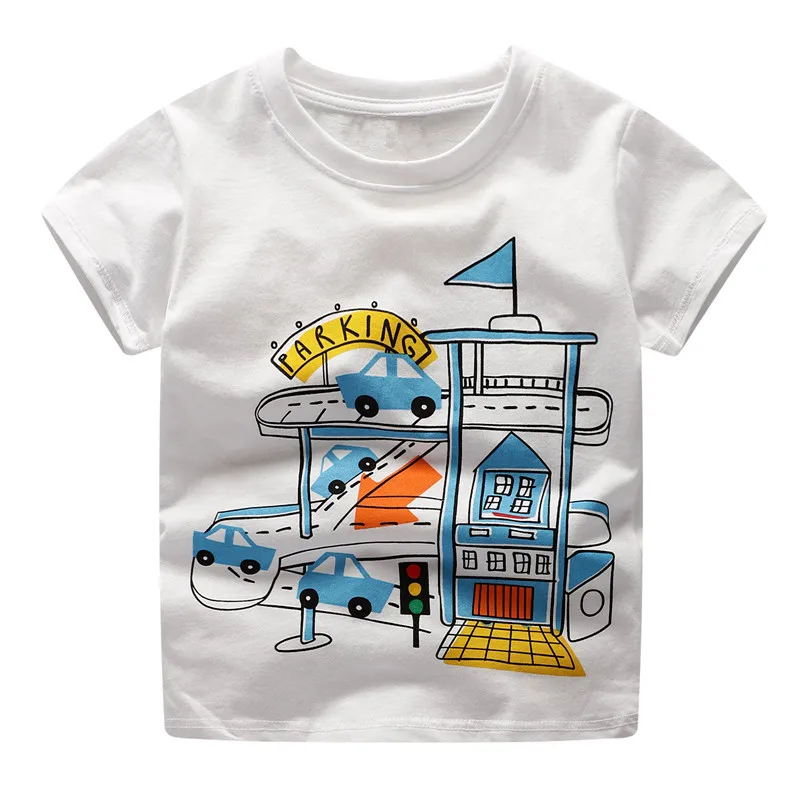 VIDMID футболка для мальчиков; топы; одежда для детей; От 2 до 7 лет футболки; хлопковая Футболка с принтом «Тачки» и «Трактор»; детская одежда; Летние футболки с рисунком динозавра