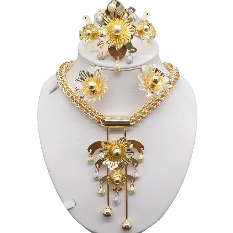 Sexemara 2018 New High Fashion Dubai Jewelry Set crystal Gold Color Nigerian Wedding African Beads Sets for women | Украшения и