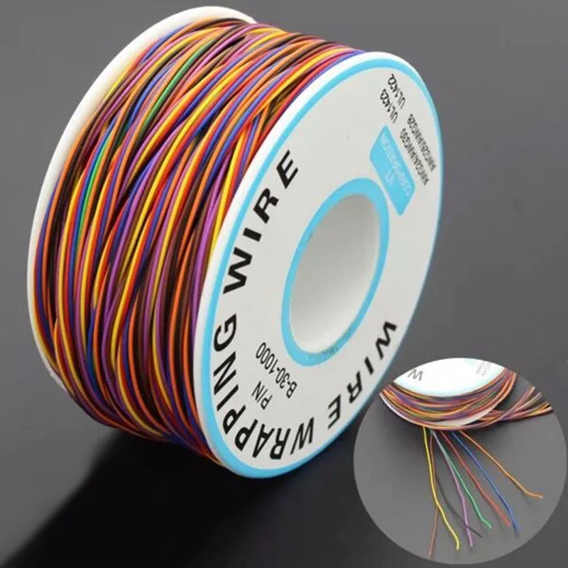

0.25mm 30 AWG Wrapping Wire Tin Plated Copper Wire Wrap Insulation Test Cable 8-Colored For Motherboard LCD Display