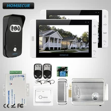 HOMSECUR 7″ Video Door Phone Intercom System+Camera for Home Security 1C2M+L3:TC021-B Camera(Black)+TM703-W Monitor(White)+Lock