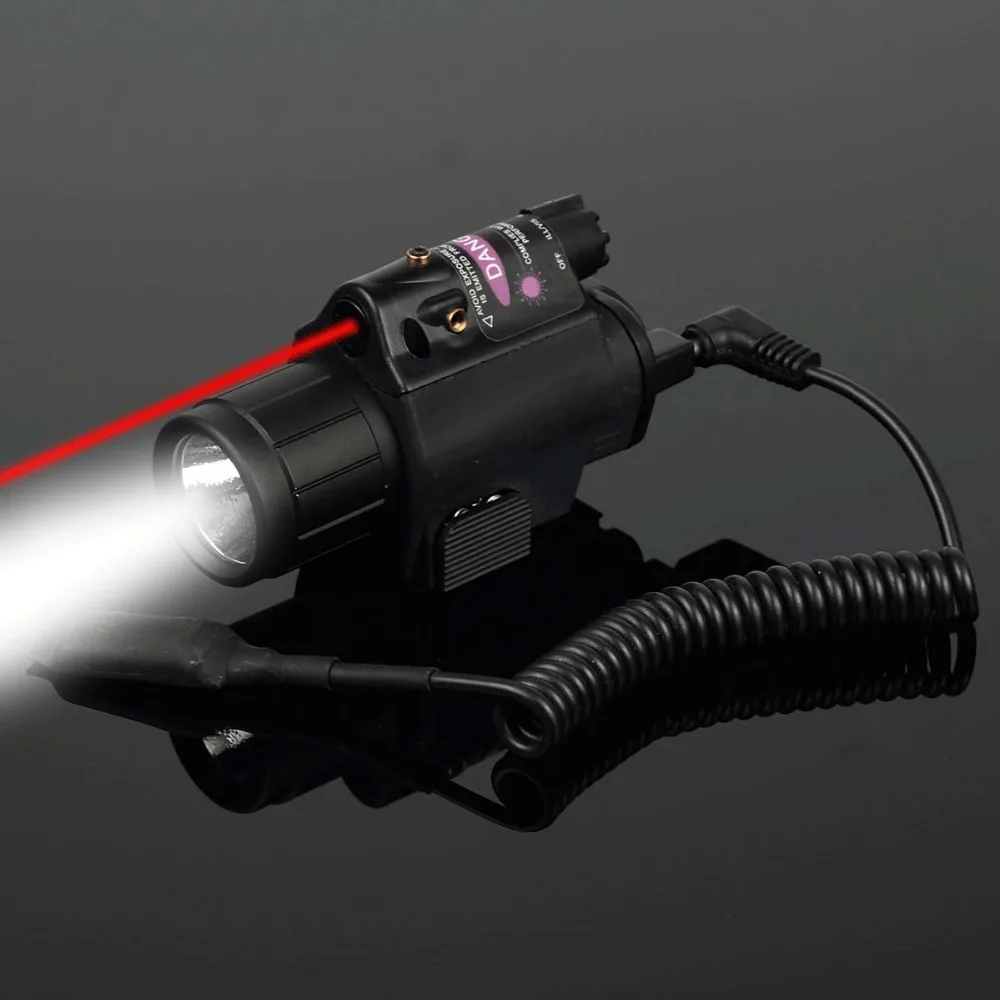 200 люмен Тактический комбо 2 в 1 тактический светодиодный светильник+ красный лазерный прицел комбо для 20 мм рельсовый пистолет мини Глок пистолет светильник