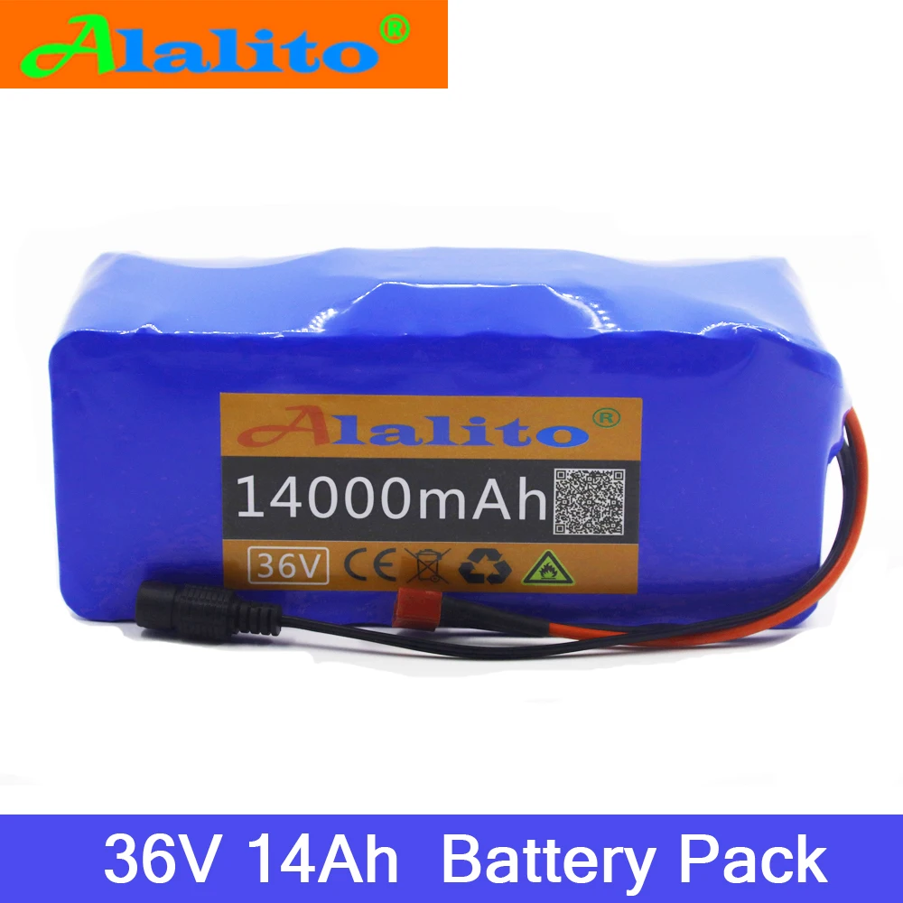 

Alalito 10S4P 36V 14000mah 500w High Power Capacity 42v 14AH 18650 Lithium Battery Electric Motorcycle Bicycle Scooter with BMS