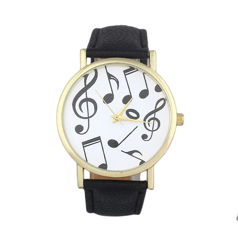 

Fresh New Style Woman Wristwatch Lady Watch Hot Sale Casual Musical Notes Women Men Leather Watch Relogio Feminino clock Gift