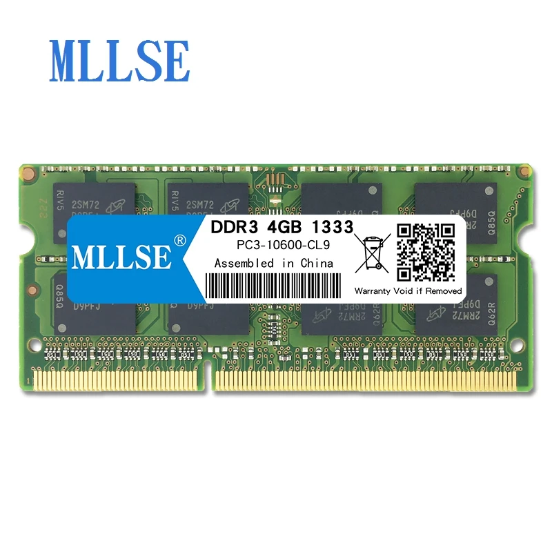 Mllse ноутбук Sodimm Ram DDR3 4GB 1333mhz 1 5 V память для ноутбука PC3 10600S 204pin без ECC RAM