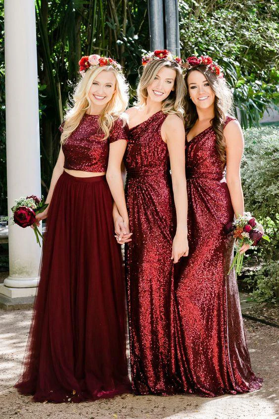 burgundy-sequins-bridesmaid-dresses-country-mixed-order-custom-made-wedding-party-guest-gown-two-pieces-junior-maid-of-honor-dress-cheap