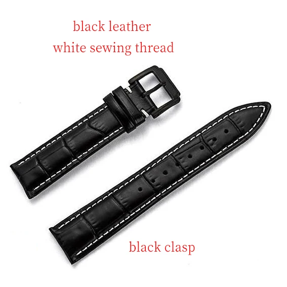 Genuine Leather Watch Band Strap for Samsung Galaxy gear s3/Sport Galaxy 42 46 Active Band 19mm 20m 24mm leather 22mm band quick - Цвет ремешка: black white black