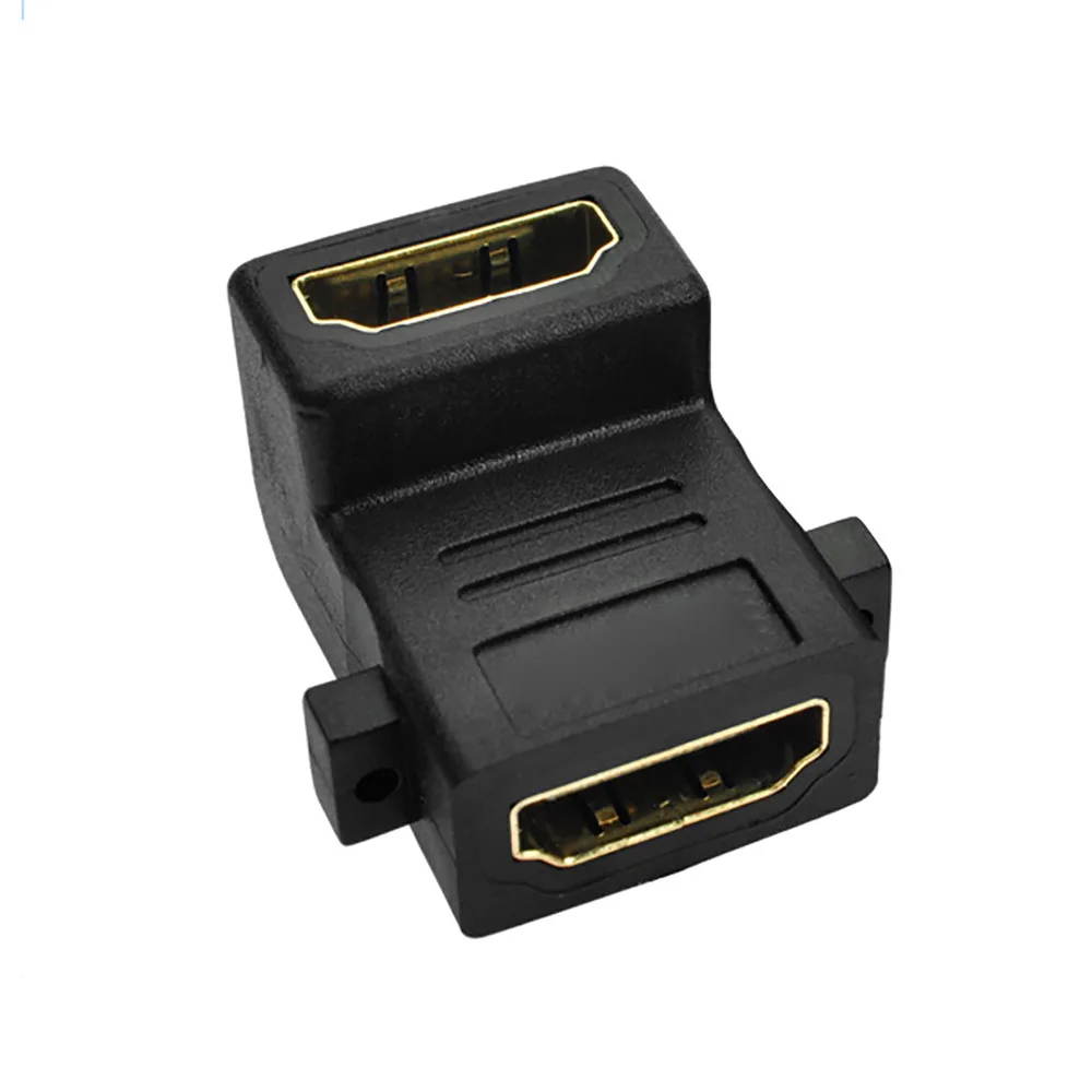 

Black Smart Adapter HDMI FeMale to HDMI Female Angle of 90 Degrees Wall Plate Adapter Plastic + Copper Connector #BL5