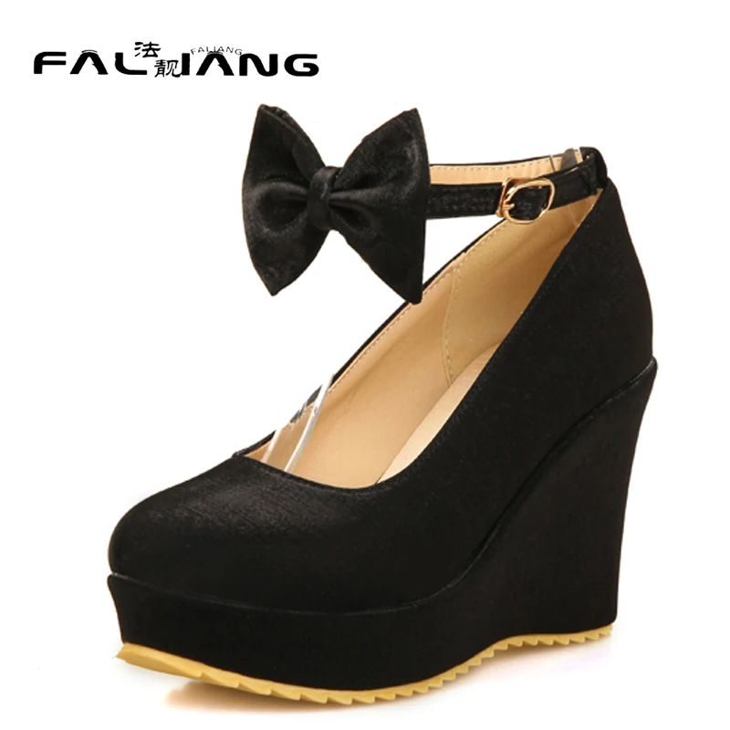

New arrival Spring Autumn plus size 11 12 13 14 15 16 17 18 19 20 Fashion Elegant Silk Butterfly-knot High Heels Single shoes