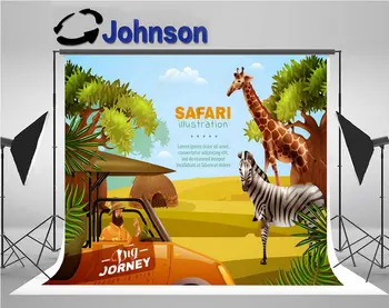 

jungle safari big journey eadline tourist animals way photo backdrop Vinyl cloth Computer print party backgrounds