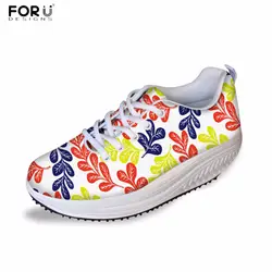 Forudesigns/увеличивающая рост женская повседневная обувь 3D цветок печатных Для женщин для похудения Обувь для танцев Полусапоги с круглым