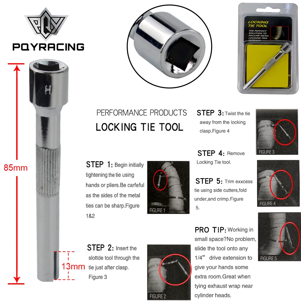 

PQY - Exhaust Header Heat Wrap Stainless Steel Locking Tie Tool tightening tool Oxide Works with any 1/4" driver PQY-LTT01