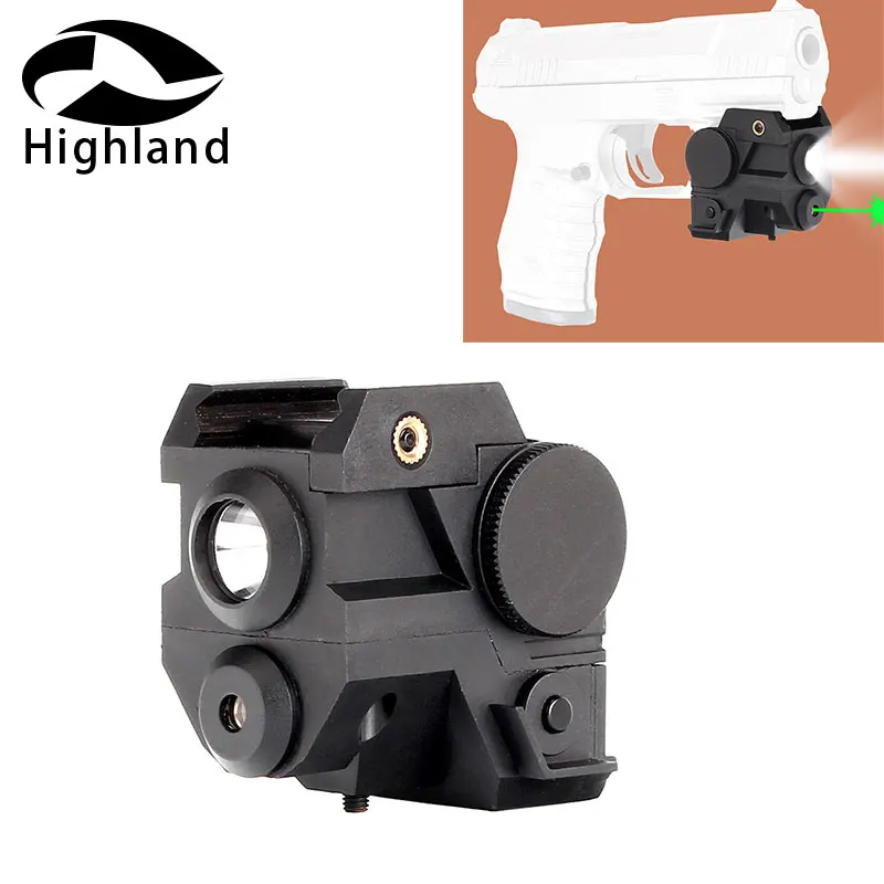 

Hunting Pistols Compact Led Flashlight and Green Laser Sight Combo CREE LED White Light Picatinny Rail Mount