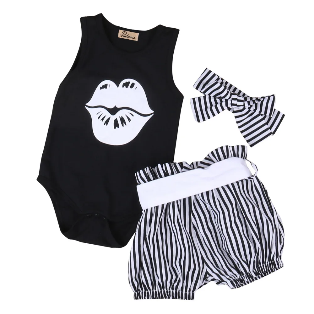 

2017 New Adorable Kids Baby Girls Boys Tops Romper And Pants Headband Outfits 3PCS