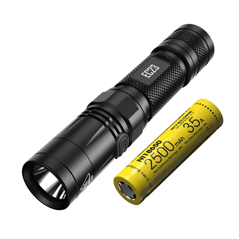 

2019 wholesale NITECORE EC23 + IMR18650 Battery 1800LM LED Flashlight Waterproof Outdoor Camping Hight Light Torch Free Shipping