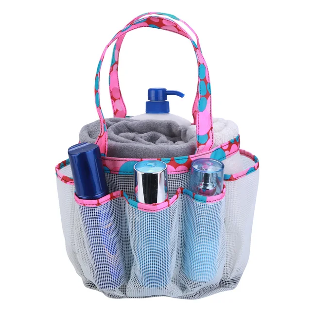 Behogar Portable Hanging Mesh Shower Organizer Bag with Double Handles