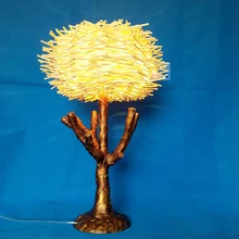 Настольная лампа из ротанга, Плетеный абажур, Настольный светильник для помещений, EMS