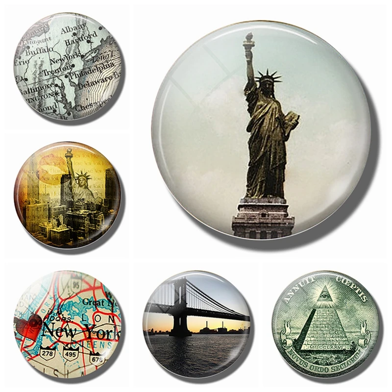 

Statue of Liberty 30 MM Magnet Fridge Notes New York City Refrigerator Magnet Glass Dome Freedom for All Vintage Art Home Decor