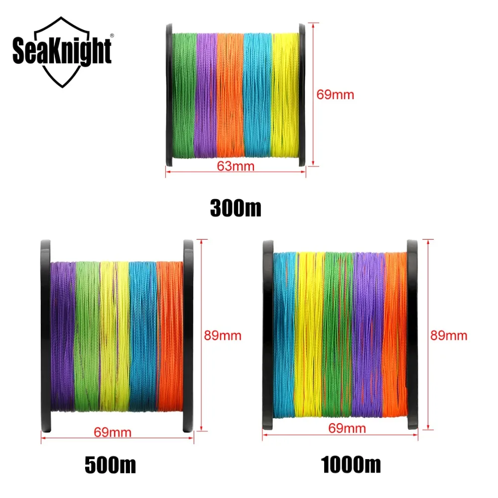Новая серия SeaKnight TP 300 м 500 1000 4 нити плетеная леска многоцветная PE Морская Рыбалка