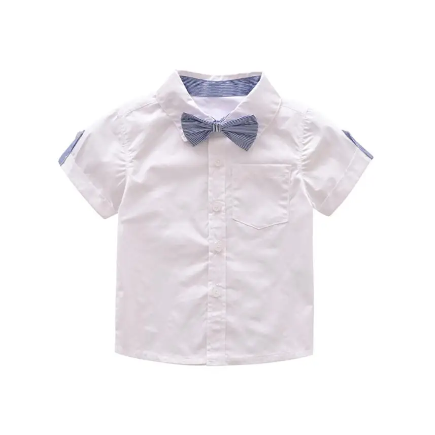 Детская одежда комбинезон комплект детской одежды для маленьких мальчиков летняя джентльменская бабочка рубашка с короткими рукавами+ шорты на подтяжках