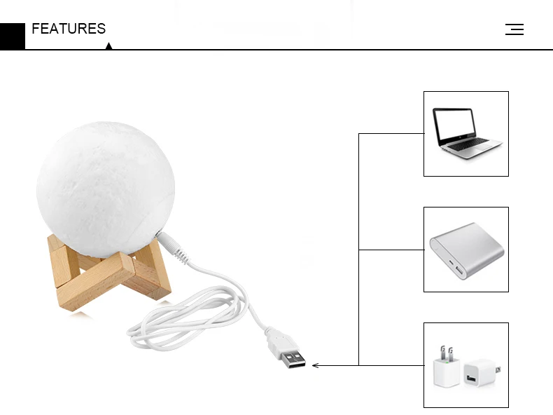 Новинка Перезаряжаемые 3D печать Луны Светодиодный лампа сенсорный диммер стол Спальня украшение для книжного шкафа творческий подарок для детей