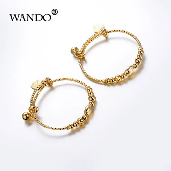 

WANDO 2pcs ball beads bell Classic gold colour baby bangles for Girls/Kids Children bracelet Africa, France, Italy lovelyGiftB07