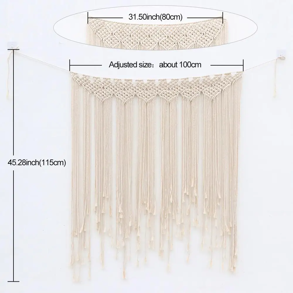OurWarm макраме свадебный фон украшение бохо Хлопок Веревка фото стенд фон настенные Висячие вечерние DIY принадлежности - Цвет: Бежевый