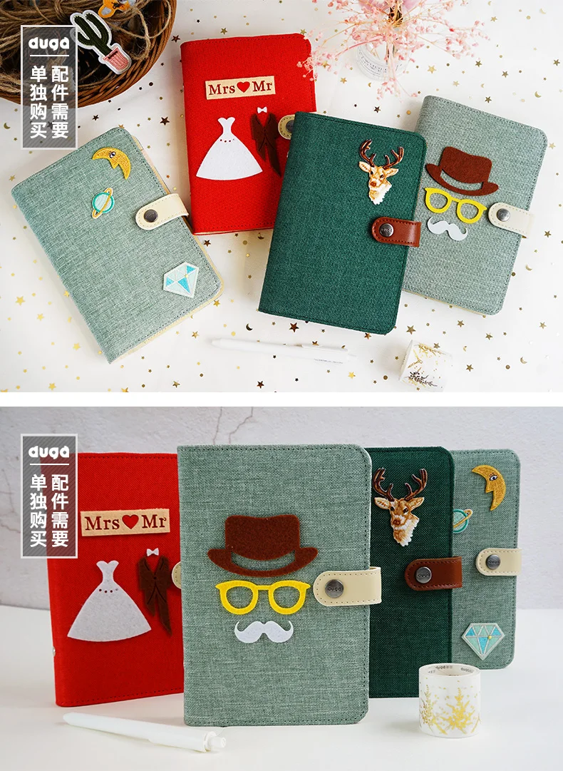 Yiwi A5 A6 Color Cloth Material Cover Notebook Snap Planner Journal Organizer Binder Stationery