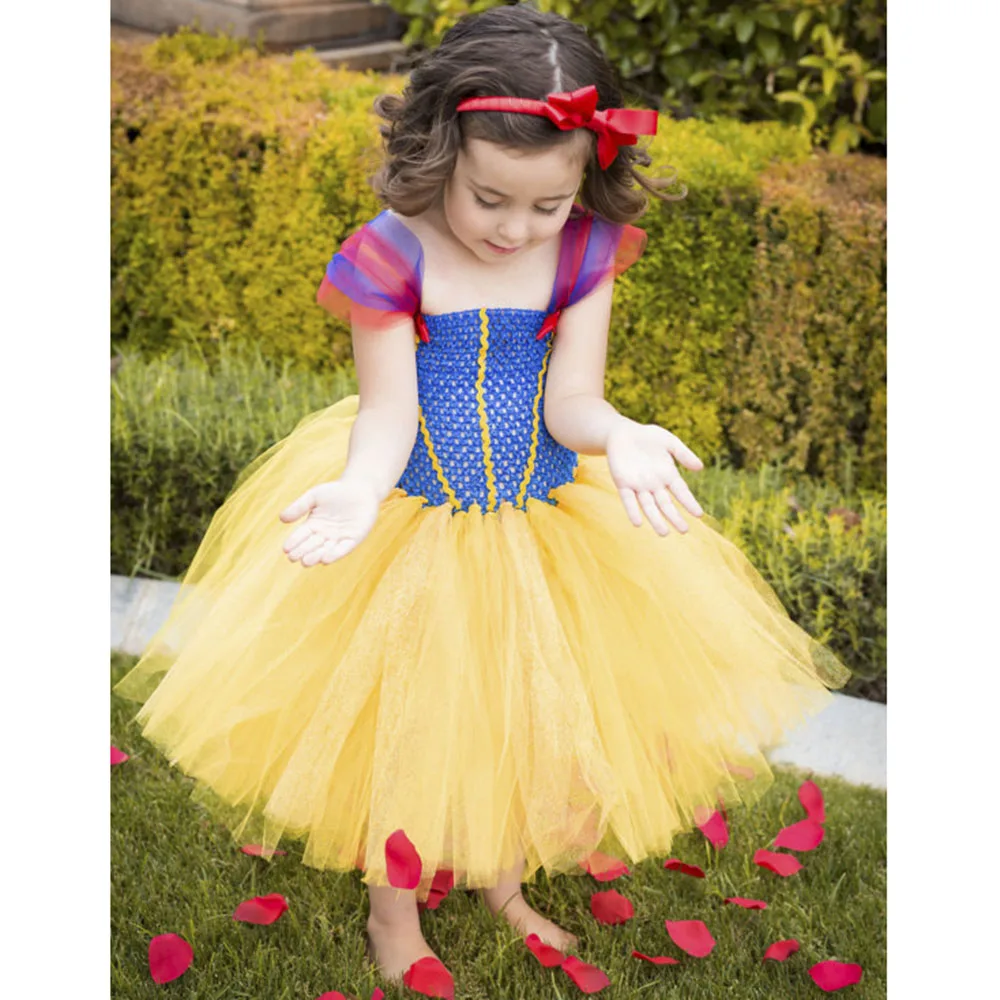 

Princess Snow White Girl Tutu Dress Baby Kids Mid Calf Birthday Party Tutu Dresses For Photos Easter Party Costume For Children