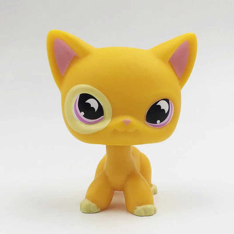 LPS CAT Rare игрушки для зоомагазина короткие волосы кошка #855 оранжевый желтый