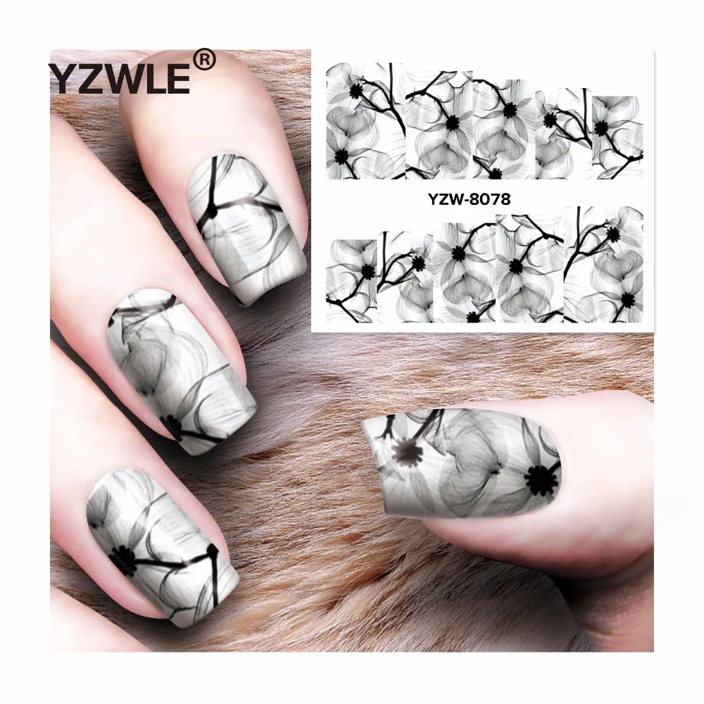 

YZWLE 1 Sheet DIY Decals Nails Art Water Transfer Printing Stickers Accessories For Manicure Salon YZW-8078