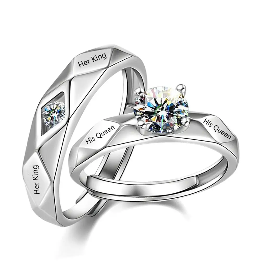 For King his Her Cubic Zirconia Engagement Rings King Queen Bridal Set