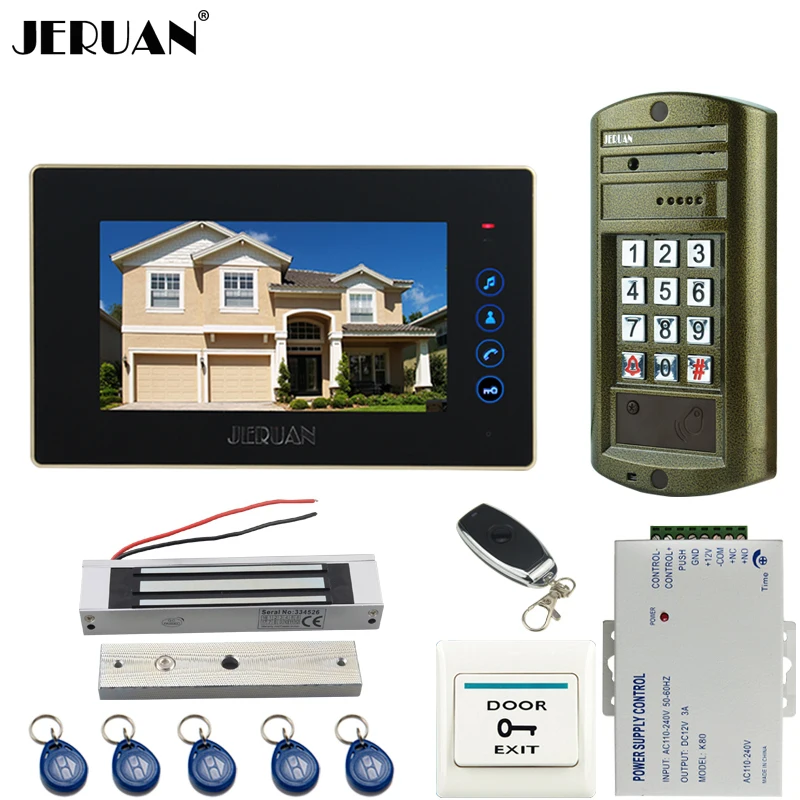 

Home 7 Inch Video Door Phone Intercom System kit Metal panel Waterproof Password Keypad HD Mini Camera +180KG Magnetic Lock
