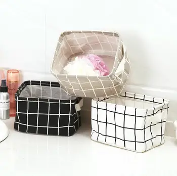 

10PCS Cute Printing Cotton Linen Desktop Storage Organizer Sundries Storage Box Cabinet Underwear Storage Basket Fast Shipping