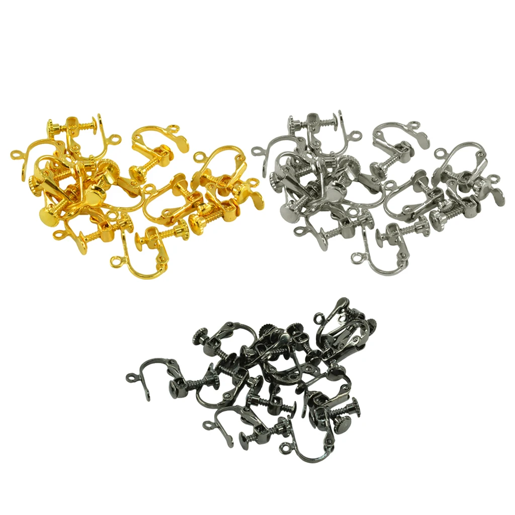 36 Pieces Non-Piercing Brass Adjustable Screw Earring Clip Hooks DIY Crafts