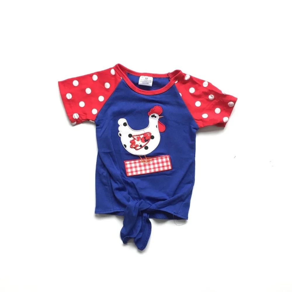 

new summer baby girls children clothes boutique top t-shirt raglans short sleeve royal red chick plaid polka dot cotton kidswear