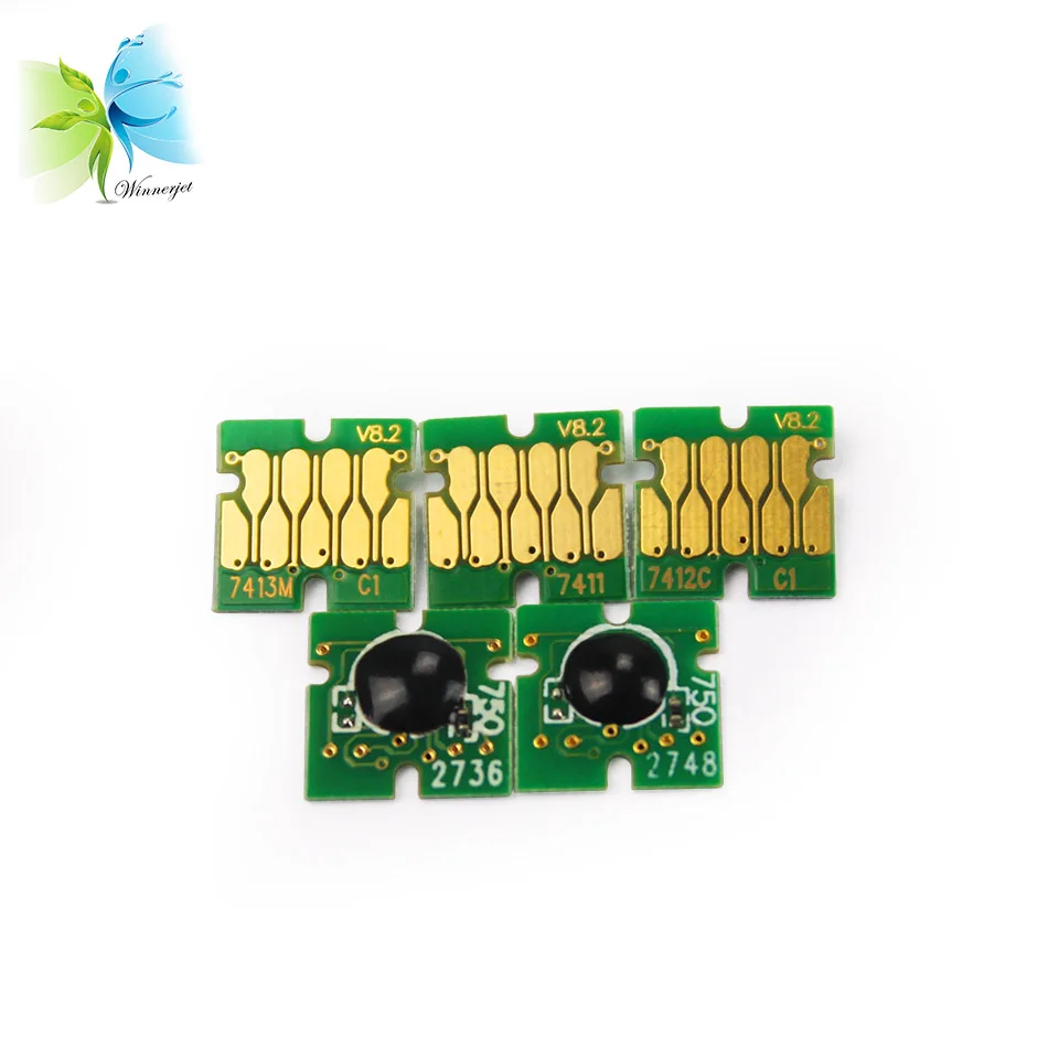 

5 sets T741X T7411 T7412 T7413 T7414 cartridge chip for Epson surecolor F6000 F7070 F6200 F7270 F7100 F9200 F9300 one time chip