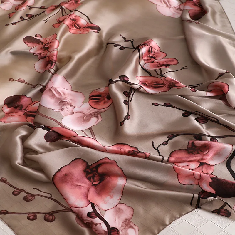 Роскошный бренд чистый Шелковый шарф большой Penoy Цветочный платок Испания модный принт мягкие шарфы летние пляжные хиджаб платок Sjaal