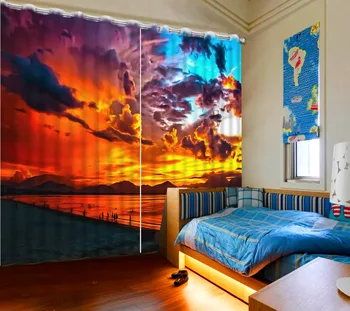 

The sky color cloud scenery Printing Blackout Curtains Living Room or hotel Drapes Cortians Sunshade Window Curtain 3D Curtains