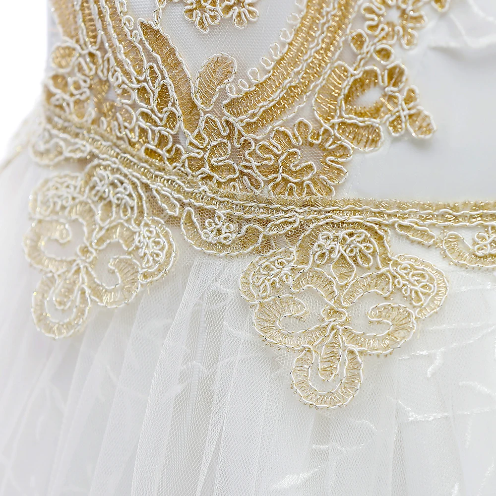 Розничная, Золотое элегантное кружевное длинное платье принцессы с короткими рукавами для свадебной вечеринки кружевное вечернее платье с аппликацией для девочек, LP-208
