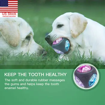 

Colorful Elastic Light-up Squeaker Ball Pet Dog Flashing Puppy LED Light Up Play Toy Chasing Bounce Rubber Training Ball