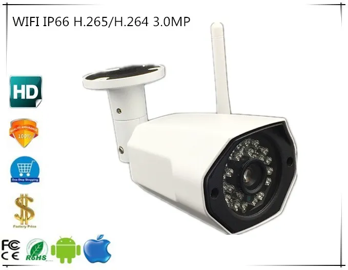 3.0MP 2048*1536 WI FI Беспроводной IP пуля Камера IP66 Водонепроницаемый 1080 P H.265/H.264 сетевой CMS