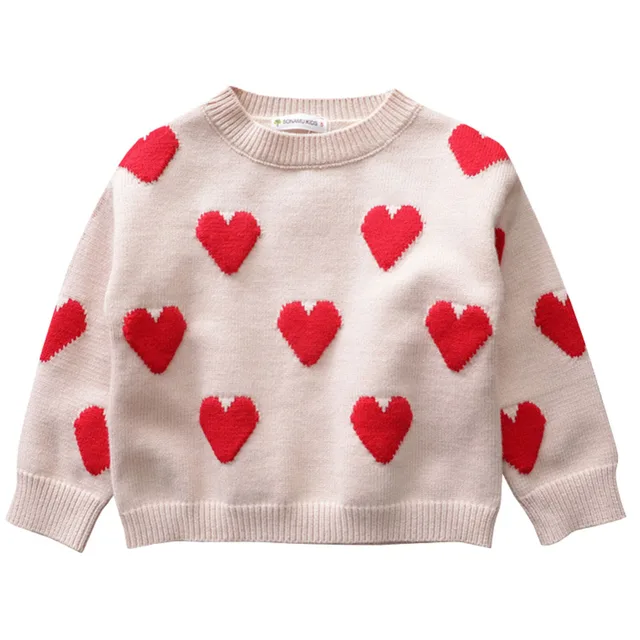 Autumn Winter Baby Girls Sweaters Kids Clothes Children Cotton Knitted Sweater Cute Love Heart