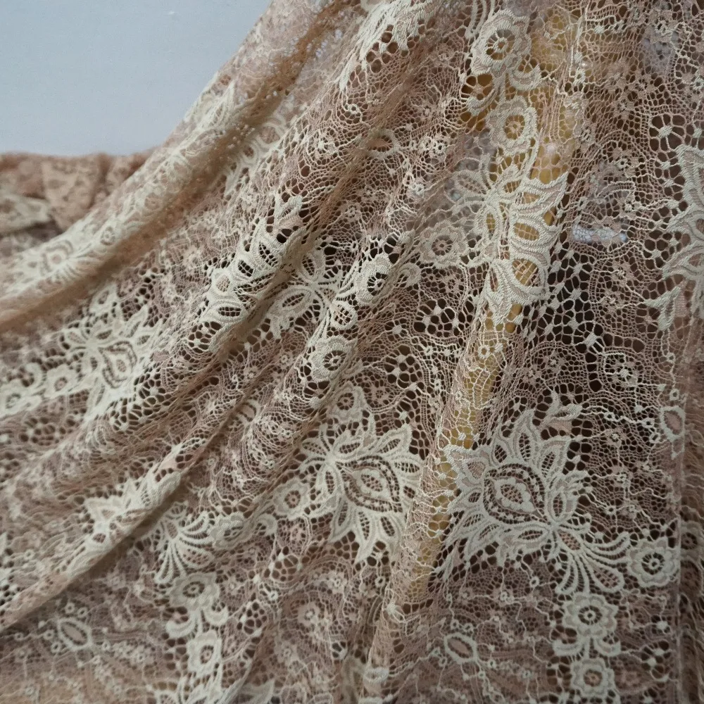 2 Yards/lot good quality lace fabric beige color 2018 NEW and unique